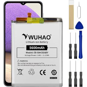 Wuhao لبطارية Galaxy A42 ، بطارية EB-BA426ABY [تم ترقيتها 5600 مللي أمبير في الساعة] ل Samsung Galaxy A42 SM-A426U /A32 5G SM-A326U /A72 SM-A725F مع مجموعة أدوات الإصلاح