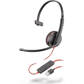 Plantronics Blackwire 3210 USB-A Headset, On-Ear Mono Headset, Wired (Renewed)