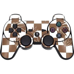 Skinit Decal Gaming Skin Compatible with PS3 Dual Shock Wireless Controller - Originally Designed Marijuana Brown Checkered Design
