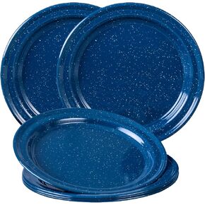 Cinsa 6 Piece Plate Set, 10 Inch (Royal Speckled Blue) - Enamelware Plates for Indoor & Outdoor. Camping Dishes, Picnic, Farmhouse Kitchen. Durable and Reusable. Suitable for Oven, direct on Fire.