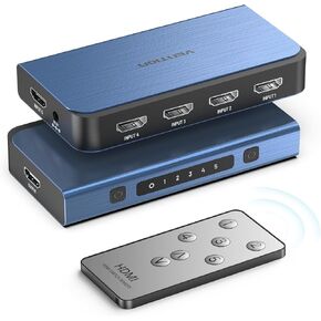VENTION HDMI Selector Switcher 5 in 1 Out 4K@60Hz, HDMI Splitter with IR Remote, HMDI Switch 5 Ports Box Hub Box Support 3D, CEC,HDCP2.2, HDR,Compatible with Bluray DVD Players,PS5/4/3,Xbox,Fire Stick