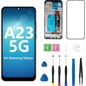 for Samsung Galaxy A23 5G Screen Replacement a236u a236a a236w s237vl LCD Frame Display Touch Digitizer Assembly with Repair Tool Kits 6.6 inch Black