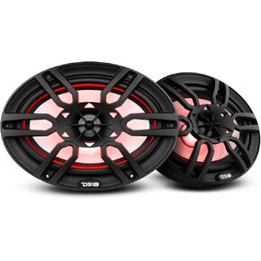 DS18 HYDRO NXL -69 - زوج مكبر صوت محوري متخلف - مكبر صوت بحري ثنائي الاتجاه مع مصابيح RGB متكاملة - نظام صوت سيارة 375 واط - مكبرات صوت مقاومة للماء - 6 × 9 بوصات ، أسود (متجدد)
