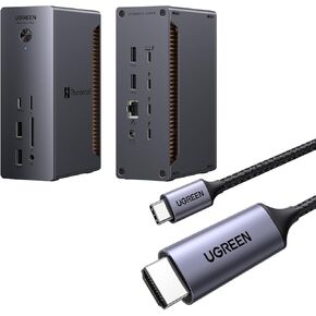 UGREEN Revodok Max Thunderbolt 5 Dock 13-in-1 120Gbps 8K & Dual 6K60Hz 140W Charging Bundle with USB C to HDMI Cable 4K@60Hz 6.6FT Thunderbolt 4/3 to HDMI for Home Office