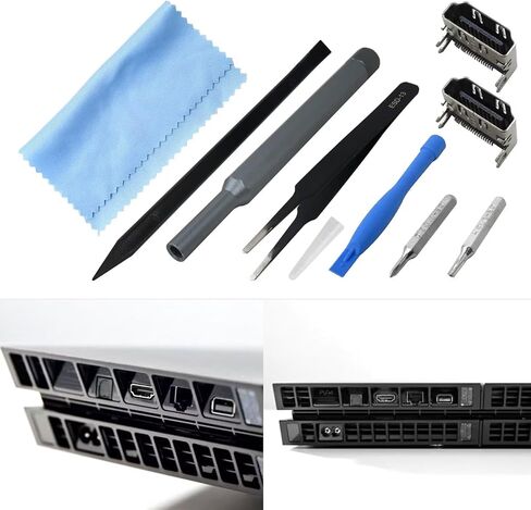 USonline911 2x HDMI Port and 1x Metal 5 inch Bit Driver and 2x Precision Bits for Sony Playstation 4 PS4, Display Socket Interface Jack Connector Repair Kit in Saudi Arabia