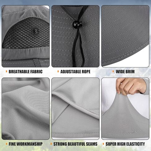 8 PCS Sun Hat Hat Hats Hats UV Protection Wide Brim Bucket Balaclava Face Mask Sleeves for Men in Kuwait