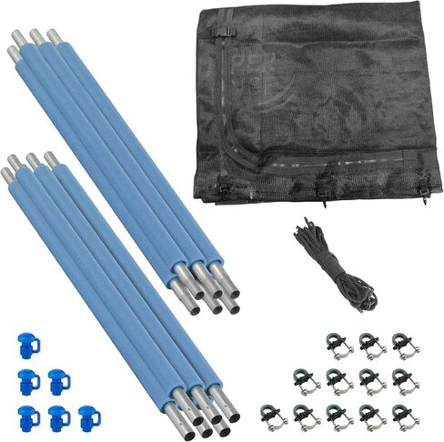 مجموعة حاوية أمان الترامبولين ذات الارتداد العلوي، بما في ذلك شبكة الترامبولين، و6 أعمدة ترامبولين (مع 6 أغطية للأعمدة)، وأكمام إسفنجية لعمود الترامبولين - تناسب إطار الترامبولين المستدير بطول 14 قدمًا - يتم تركيبها داخل الإطار in Kuwait