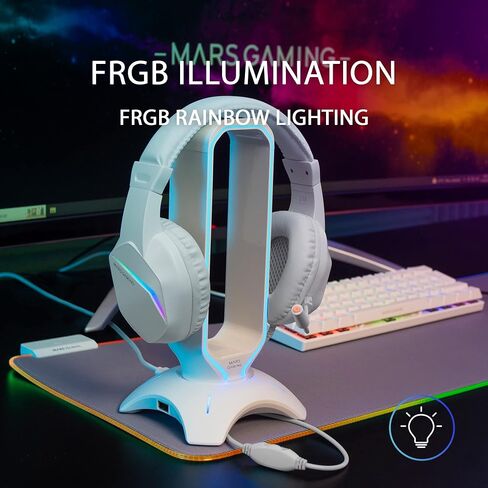MH124 FRGB Rainbow Gaming Headones ، تصميم مريح ، الميكروفون المرن ، التحكم في مستوى الصوت ، Windows ، Linux ، Mac ، PS4 ، Xbox One ، Xbox Series X | S ، Switch 2 ، Black in Kuwait