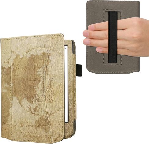 kwmobile Case Compatible with Pocketbook Verse/Verse Pro/Verse Color/Vivlio Light/Light HD - PU Leather Cover with Magnetic Closure, Strap, Front Pocket - Travel Vintage Brown/Light Brown in Saudi Arabia