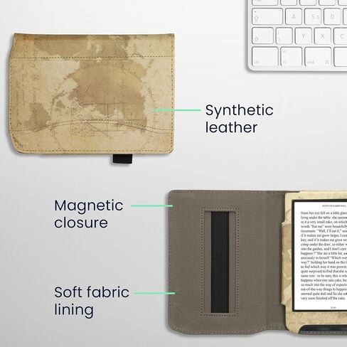 kwmobile Case Compatible with Pocketbook Verse/Verse Pro/Verse Color/Vivlio Light/Light HD - PU Leather Cover with Magnetic Closure, Strap, Front Pocket - Travel Vintage Brown/Light Brown in Saudi Arabia