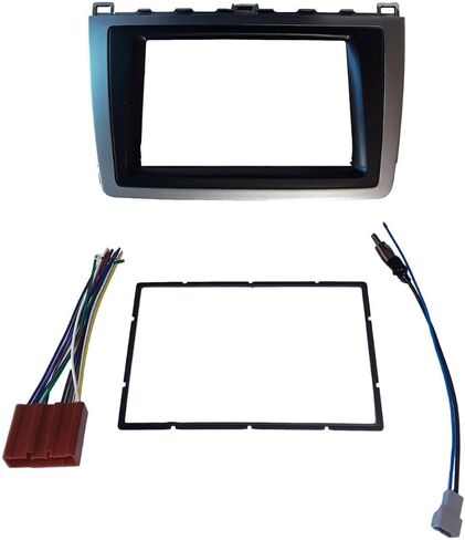 Double DIN Car Stereo Radio Installation Dash Trim Bezel Kit Compatible with Mazda (Dash Kit + Wiring Harness + Antenna Adapter) 2009 2010 2011 2012 2013 in Saudi Arabia