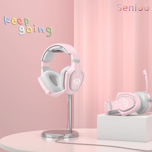 Pink Gaming Headset with Mic for PC Computer Mac Laptop, Over-Ear Wired Gaming Headphones with Microphone, Volume Control, Compatible with PS4 Xbox PS5 Controller Phone in Saudi Arabia