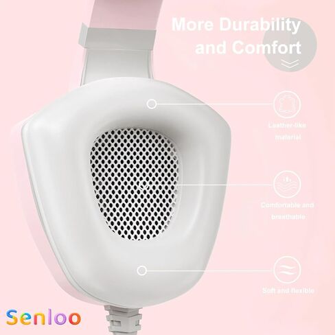 Pink Gaming Headset with Mic for PC Computer Mac Laptop, Over-Ear Wired Gaming Headphones with Microphone, Volume Control, Compatible with PS4 Xbox PS5 Controller Phone in Saudi Arabia