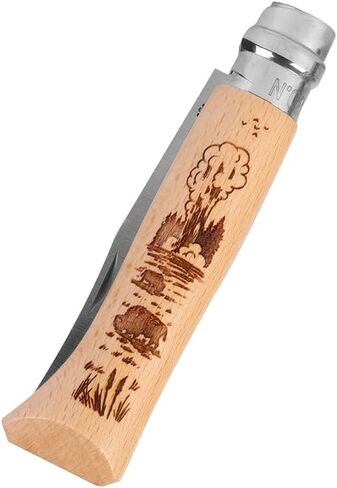 مجموعة Parkel National Parks No.08 ، مقابض Beechwood المحفورة بالتعاون مع الفنانين المحليين ، لا تترك أي أثر ، من الفولاذ المقاوم للصدأ ، مصنوع في فرنسا (جبال سموكي العظيمة) in Kuwait