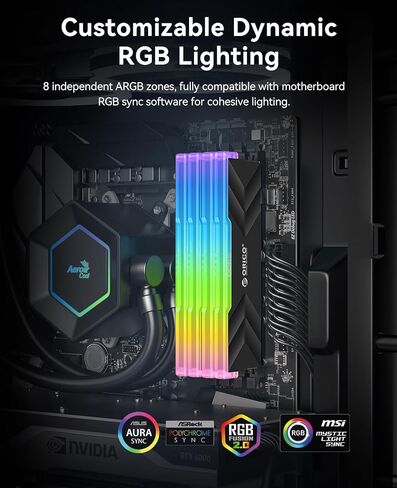 ORICO RACELINE NEON DDR5 RGB RAM 32GB (2x16GB) 6000MHz CL30 ، ذاكرة سطح المكتب DIMM غير المقلدة مع ECC ON-DIE ، ENTEL XMP 3.0 & AMD EXPO ، زمن انتقال منخفض للألعاب-الفضة in Saudi Arabia