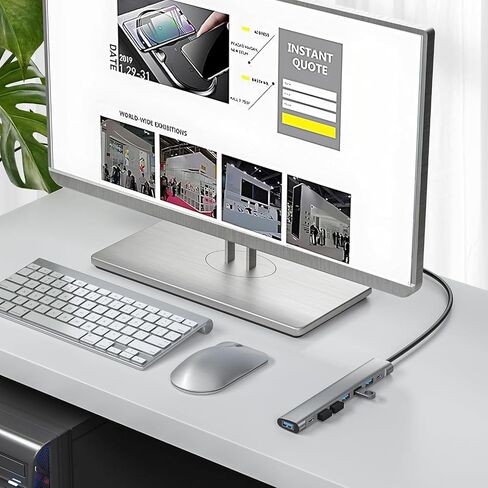USB Hub Long Cable, 8 Ports USB 3.0 Adapter with 6 USB 3.0 Data Ports,USB-C Data,USB Splitter with USB C 5V/3A Power Port, 47IN/120CM Main Cable for Laptop PC in Kuwait
