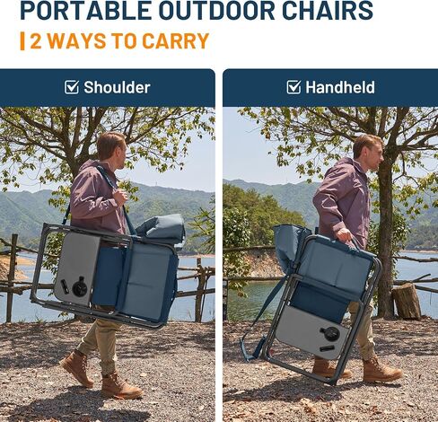 TIMBER RIDGE XXL Oversized Directors Chair with Side Table, Extra Wide Camping Chairs for Adults Heavy Duty Supports 500 lbs, Foldable Folding Lawn Chair for Picnic Beach Sports Fishing, Blue in Saudi Arabia