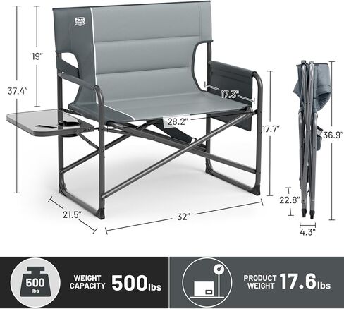 TIMBER RIDGE XXL Oversized Directors Chair with Side Table, Extra Wide Camping Chairs for Adults Heavy Duty Supports 500 lbs, Foldable Folding Lawn Chair for Picnic Beach Sports Fishing, Blue in Kuwait