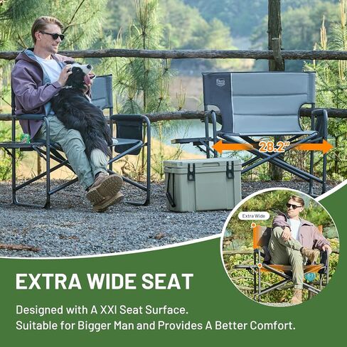 TIMBER RIDGE XXL Oversized Directors Chair with Side Table, Extra Wide Camping Chairs for Adults Heavy Duty Supports 500 lbs, Foldable Folding Lawn Chair for Picnic Beach Sports Fishing, Blue in Kuwait