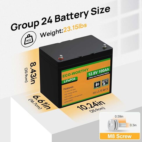 بطارية ليثيوم 12V 100AH ​​الجديرة بالبيئة مع شاشة SOC ، وترقية 2.0 مع بلوتوث مدمج ، 100A BMS مع حماية منخفضة الإيقاع ، مناسبة ل RV ، والتخييم ، ومحرك الصيد الشمسي خارج الشبكة in Kuwait
