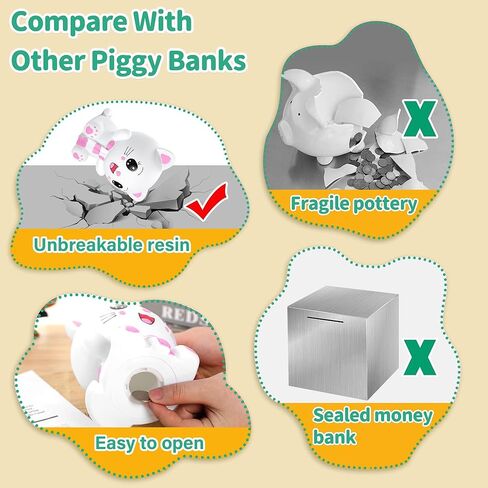 H&W Lovely Pink Piggy Bank for Baby, Very Cute Coin Bank, Shatterproof Money Bank for Kids --- Crown Stare Piggy, Great Coin Bank Gift for Boy, Girl in Saudi Arabia