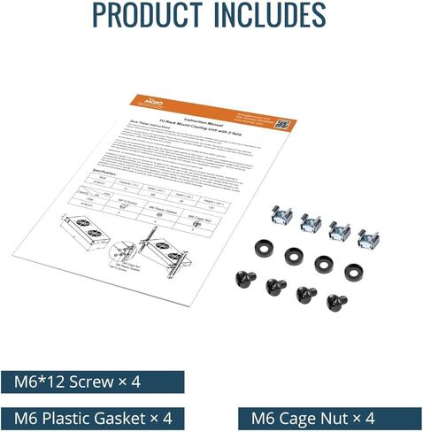 Tecmojo Rack Cabinet Mounted Server 1U 2 Fan Unit Cooling System Exhaust Airflow, for Cooling AV, Home Theater, Network 19inch Racks in Kuwait
