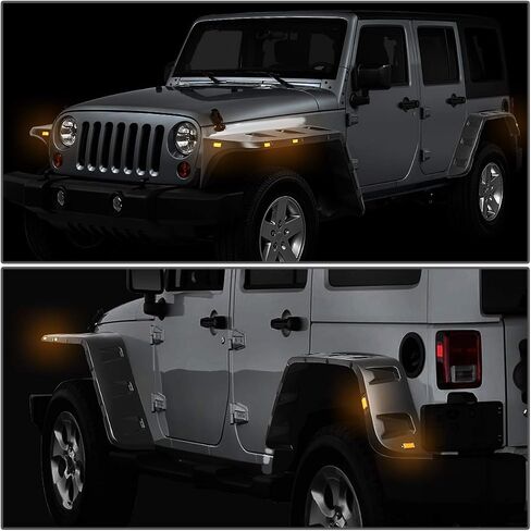 DNA Motoring WF-JEEP97-MBK مشاعل عجلة جانبية مثبتة بالجيب 4 قطع/مجموعة متوافقة مع 1997-2006 Wrangler 7 بوصات تغطية الإطارات الأمامية/الخلفية in Saudi Arabia