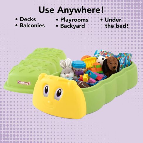 Simplay3 Caterpillar Sandbox with Lid, Kids Plastic Sandbox with Lid for Outdoor Play and Indoor Sensory Play, Made in USA in Saudi Arabia