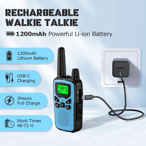 Walkie Talkie Long Range Walkie talkies with Rechargegable for Adults, 22 Channel FRS 2-Way Radios Walky Talky with LED Flashlight for Climbing, Camping Trip and Family Emergency Kit(2 Pack Black). in Saudi Arabia