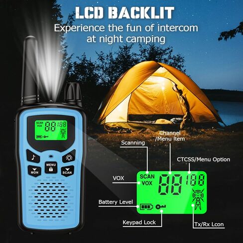 Walkie Talkie Long Range Walkie talkies with Rechargegable for Adults, 22 Channel FRS 2-Way Radios Walky Talky with LED Flashlight for Climbing, Camping Trip and Family Emergency Kit(2 Pack Black). in Saudi Arabia