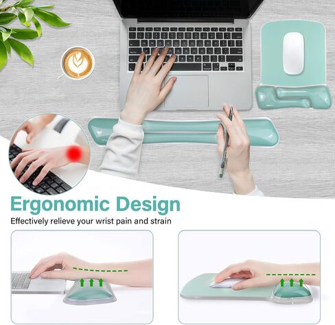 Mosiso Gel Wrist Rest Prest for Mouse Pad & Keyboard Set ، غير منتظم مستطيل مستطيل للوحة المفاتيح لوحة مفاتيح Mousepad Pad Non-slip Soft التبريد. in Saudi Arabia