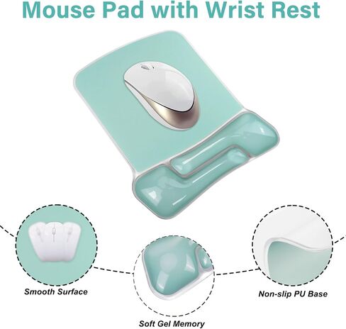Mosiso Gel Wrist Rest Prest for Mouse Pad & Keyboard Set ، غير منتظم مستطيل مستطيل للوحة المفاتيح لوحة مفاتيح Mousepad Pad Non-slip Soft التبريد. in Saudi Arabia
