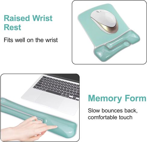 Mosiso Gel Wrist Rest Prest for Mouse Pad & Keyboard Set ، غير منتظم مستطيل مستطيل للوحة المفاتيح لوحة مفاتيح Mousepad Pad Non-slip Soft التبريد. in Saudi Arabia