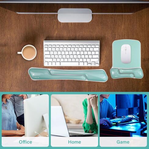 Mosiso Gel Wrist Rest Prest for Mouse Pad & Keyboard Set ، غير منتظم مستطيل مستطيل للوحة المفاتيح لوحة مفاتيح Mousepad Pad Non-slip Soft التبريد. in Saudi Arabia