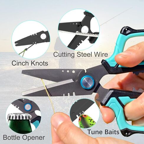 قاطع مقص الصيد - طقم الزلوج الصيد في المياه المالحة مع مستامب ، شفرات مسننة لخط جديلة ، هدايا ربط الأدوات الرنين متعددة الوظائف من الصياد in Kuwait