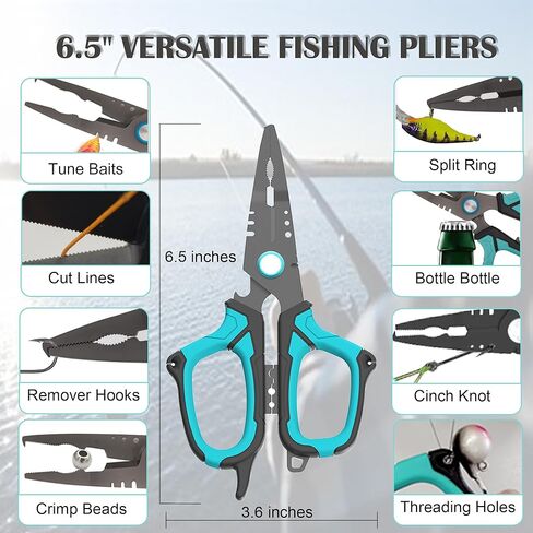 قاطع مقص الصيد - طقم الزلوج الصيد في المياه المالحة مع مستامب ، شفرات مسننة لخط جديلة ، هدايا ربط الأدوات الرنين متعددة الوظائف من الصياد in Kuwait