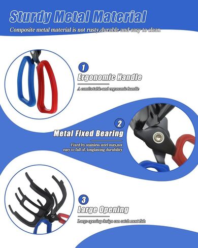2 عبوات 2/3 مقابض أسماك المخلب ، 2025 ترقية من أرزاء الصيد المعدني مقابض Catch Catch Fish Control Clamp ، 3 أسنان ملقط ، حامل السمك الإكسسوارات لمعظم أسماك المياه العذبة وسرطان البحر in Saudi Arabia