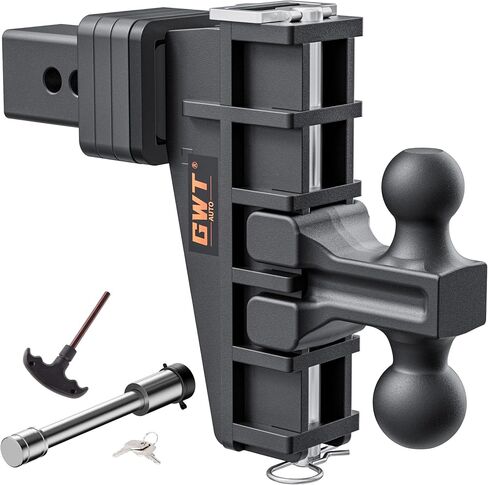 Dual-Ball Trailer Hitch, Fits 2-Inch Receiver, 6 Inch Drop/Rise Drop Cushioned Hitch, 25,000 LBS GTW-Tow Hitch for Truck with Double Pins, Solid Ball Mount, Black, Heavy Duty in Saudi Arabia