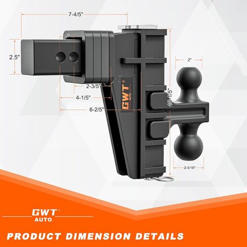 Dual-Ball Trailer Hitch, Fits 2-Inch Receiver, 6 Inch Drop/Rise Drop Cushioned Hitch, 25,000 LBS GTW-Tow Hitch for Truck with Double Pins, Solid Ball Mount, Black, Heavy Duty in Saudi Arabia