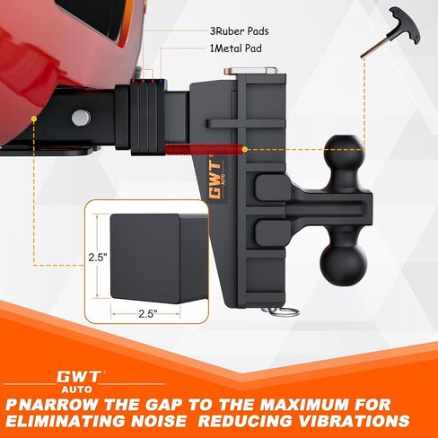 Dual-Ball Trailer Hitch, Fits 2-Inch Receiver, 6 Inch Drop/Rise Drop Cushioned Hitch, 25,000 LBS GTW-Tow Hitch for Truck with Double Pins, Solid Ball Mount, Black, Heavy Duty in Saudi Arabia