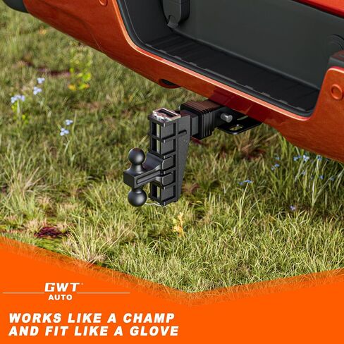 Dual-Ball Trailer Hitch, Fits 2-Inch Receiver, 6 Inch Drop/Rise Drop Cushioned Hitch, 25,000 LBS GTW-Tow Hitch for Truck with Double Pins, Solid Ball Mount, Black, Heavy Duty in Saudi Arabia