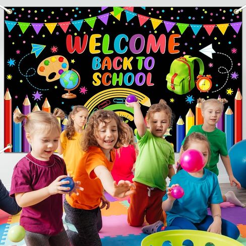 Avezano Welcome Back to School Banner, Back to School Backdrop for First Day of School Decorations, Welcome Kids Students Back to School Party Decorations for School Classroom 70.8 x 43.3 Inch in Kuwait