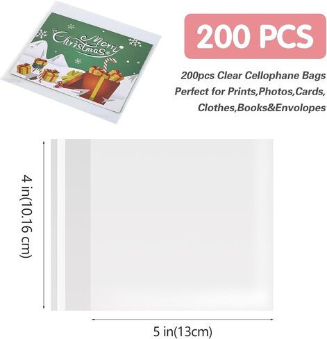 LEOSINDA 200pcs 2 X 3 Clear Tiny Resealable Cellophane Bags Treat Bags Cookie Bags Cello Candy Bags Self Sealing Adhesive Gift Wrap Plastic Small Business Packaging 1.3mil in Kuwait