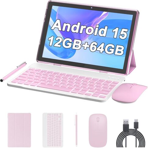 10 Inch Tablet Android 15(NOT GO) Tablets 2 in 1 tablet With keyboard 12GB RAM+64GB ROM(Supports 1TB expansion) Tableta 2MP+8MP Camera 6000mAh Battery Mouse/Case/Stylus 5G Wifi-6 10.1" Android Tablets in Kuwait