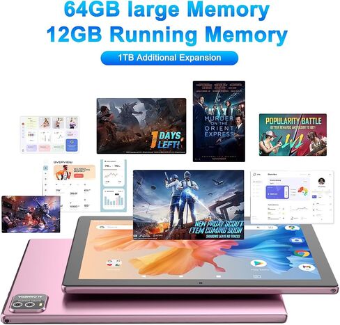 10 Inch Tablet Android 15(NOT GO) Tablets 2 in 1 tablet With keyboard 12GB RAM+64GB ROM(Supports 1TB expansion) Tableta 2MP+8MP Camera 6000mAh Battery Mouse/Case/Stylus 5G Wifi-6 10.1" Android Tablets in Kuwait
