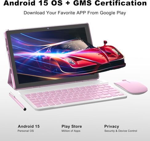 10 Inch Tablet Android 15(NOT GO) Tablets 2 in 1 tablet With keyboard 12GB RAM+64GB ROM(Supports 1TB expansion) Tableta 2MP+8MP Camera 6000mAh Battery Mouse/Case/Stylus 5G Wifi-6 10.1" Android Tablets in Kuwait