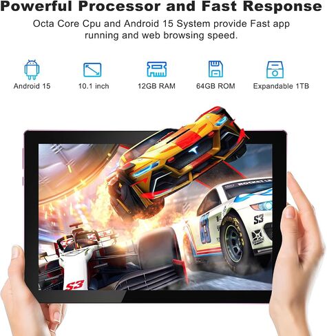 10 Inch Tablet Android 15(NOT GO) Tablets 2 in 1 tablet With keyboard 12GB RAM+64GB ROM(Supports 1TB expansion) Tableta 2MP+8MP Camera 6000mAh Battery Mouse/Case/Stylus 5G Wifi-6 10.1" Android Tablets in Kuwait
