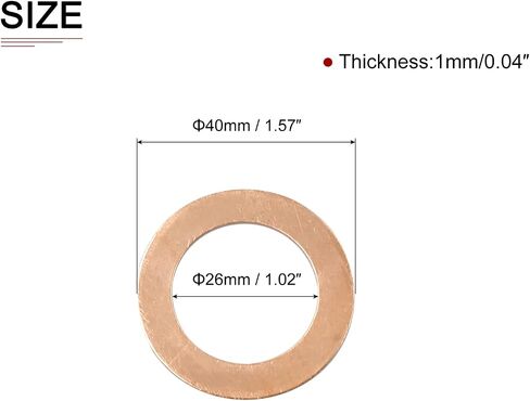 22mmx30mmx1mm(IDxODxT) Flat Copper Sealing Washers - 10Pack - Good for Industrial Machinery M22 Screws - Copper Flat Ring Gaskets in Saudi Arabia