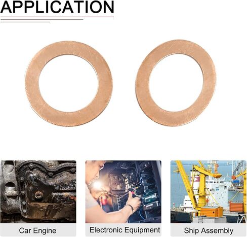 22mmx30mmx1mm(IDxODxT) Flat Copper Sealing Washers - 10Pack - Good for Industrial Machinery M22 Screws - Copper Flat Ring Gaskets in Saudi Arabia