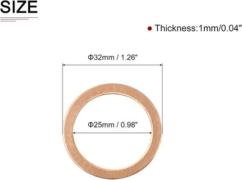 22mmx30mmx1mm(IDxODxT) Flat Copper Sealing Washers - 10Pack - Good for Industrial Machinery M22 Screws - Copper Flat Ring Gaskets in Saudi Arabia